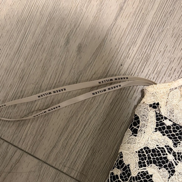 Karen Millen Lace Halter Midi Dress in Black and Cream - Picture 9 of 10